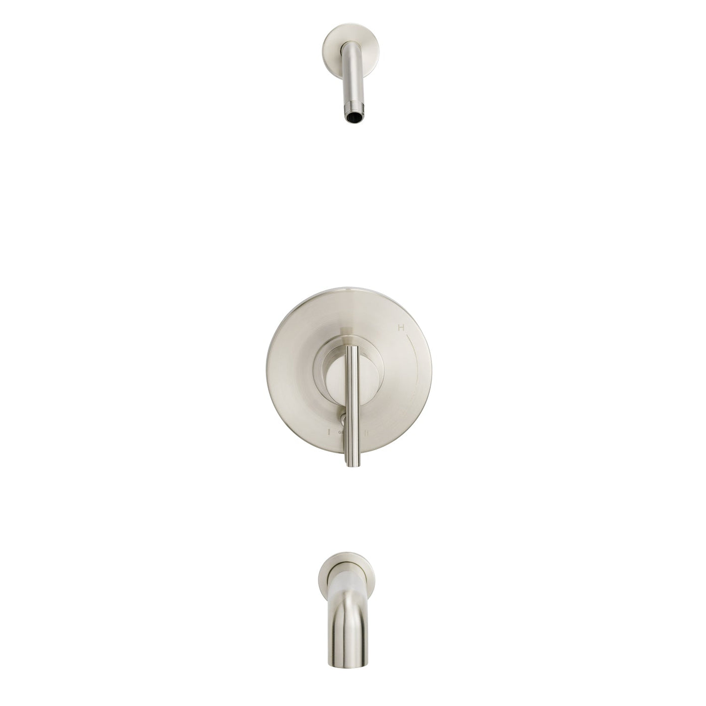 Parma 1H Tub & Shower Trim Kit & Treysta Cartridge w/ Diverter on Valve Less Showerhead Brushed Nickel