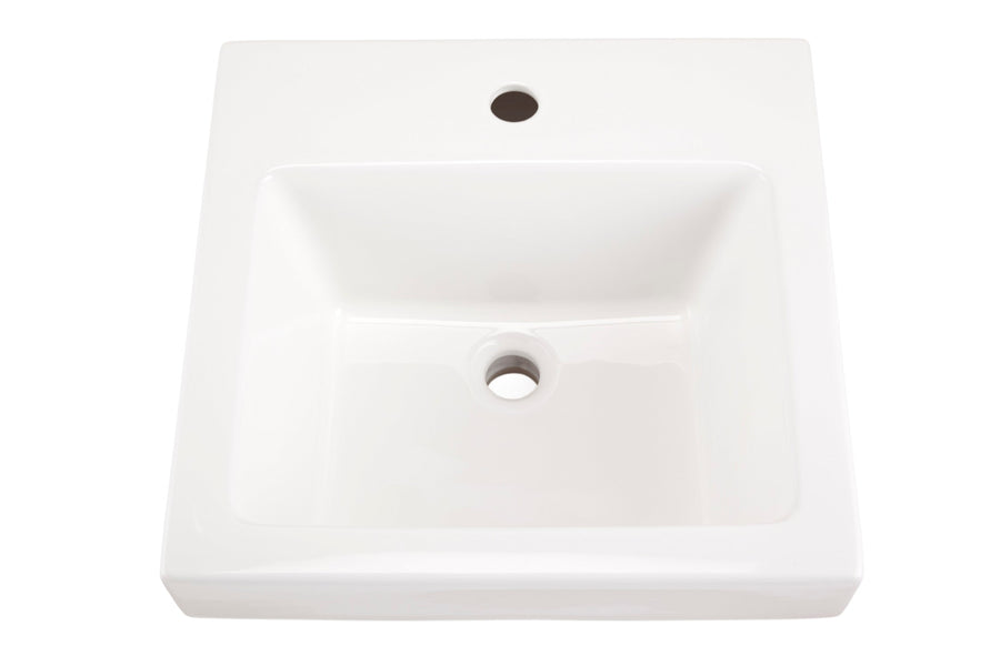 Wicker Park Countertop Lavatory 18"x18" Square Single Hole White