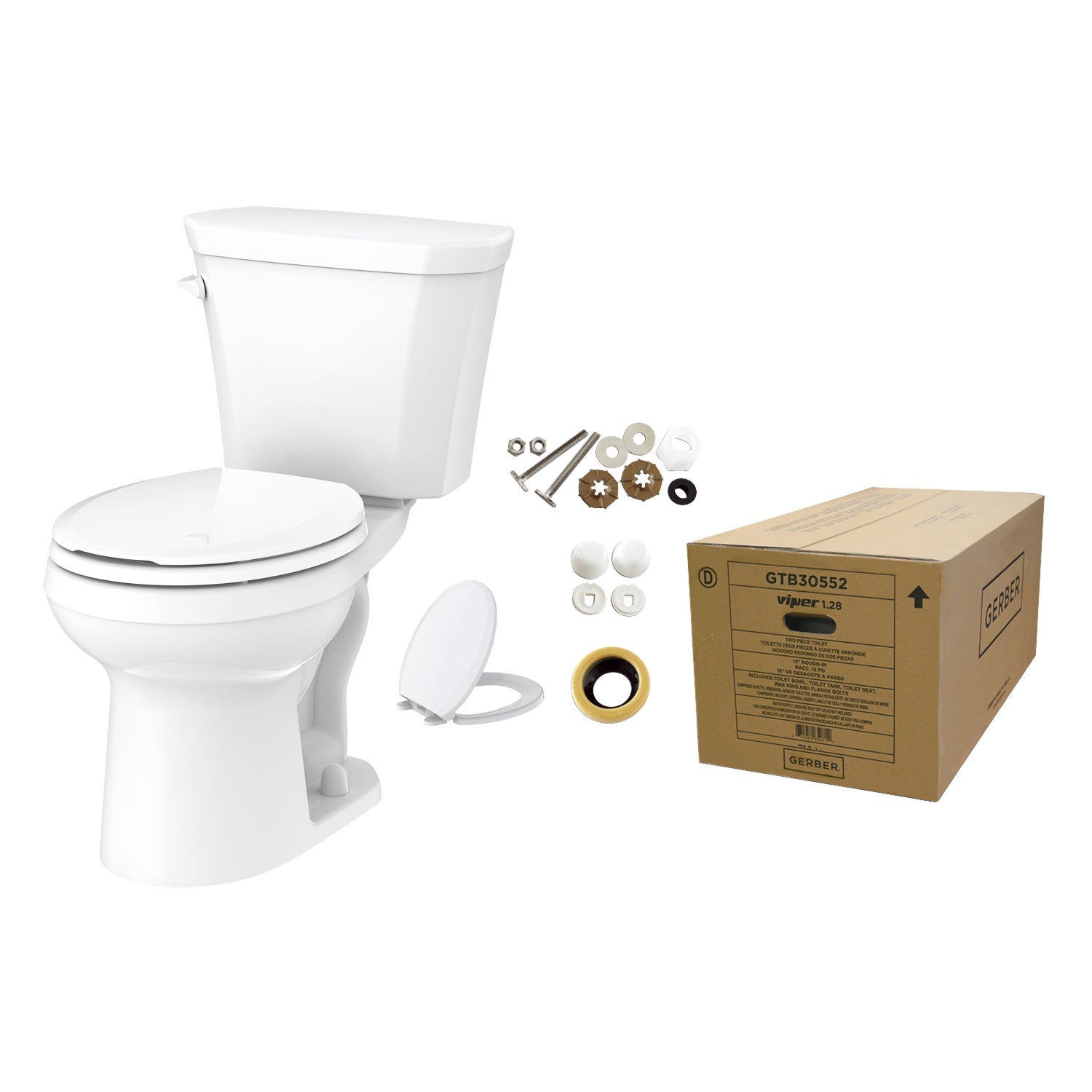 Viper 1.28gpf Round Front Toilet-in Box (Tank and Bowl) White